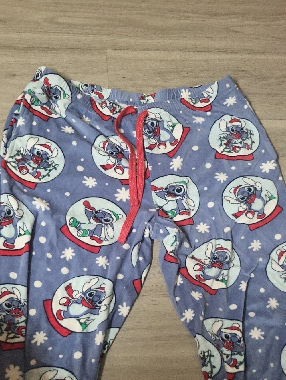 Disney Blue Fleece Pajama Bottoms with Red Drawstring - Picture 3 of 5